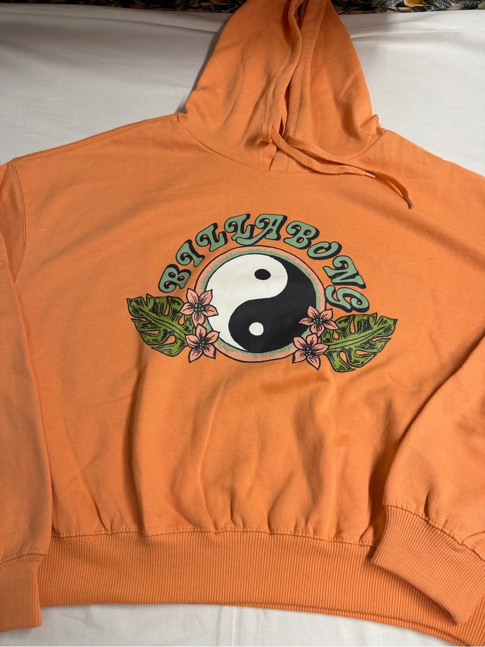 Billabong Orange Yin Yang Graphic Crewneck Hoodie